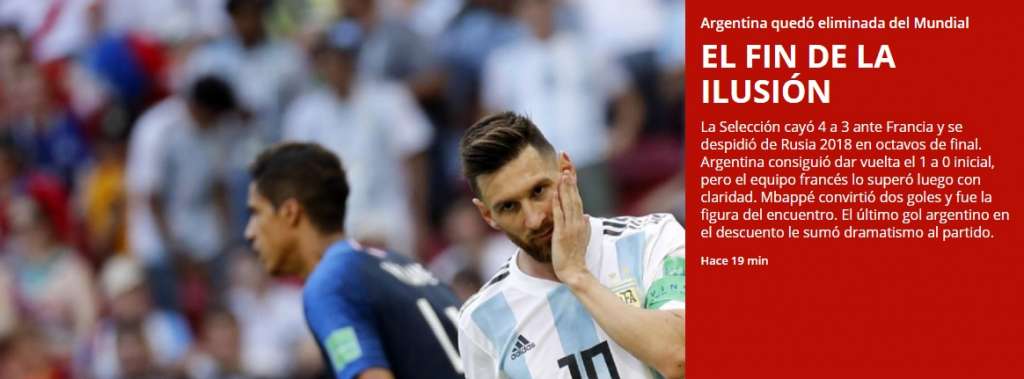 Portadas argentinas muestran desilusión tras eliminación