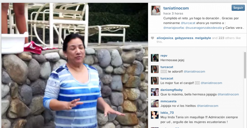 Tania Tinoco se sumó el Ice Bucket Challenge