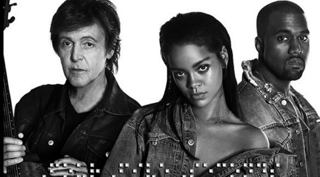 Rihanna sorprende en canción acústica con McCartney y Kanye West