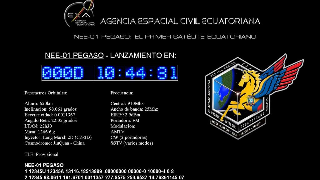 Pegaso, el primer satélite ecuatoriano llegará al espacio a las 23h13