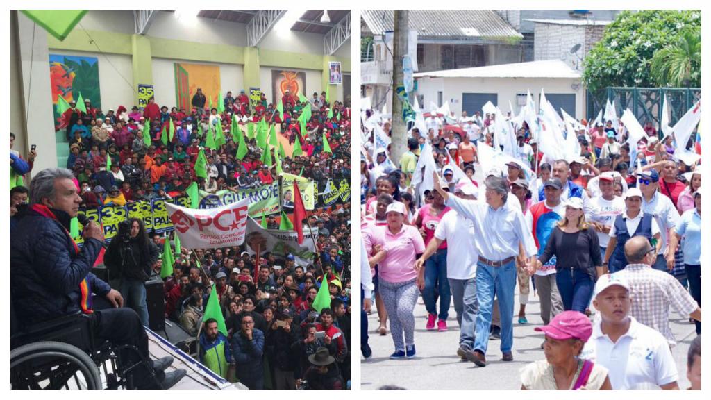Lasso recorre Guayaquil y Moreno se concentra en Guaranda en el quinto día de campaña