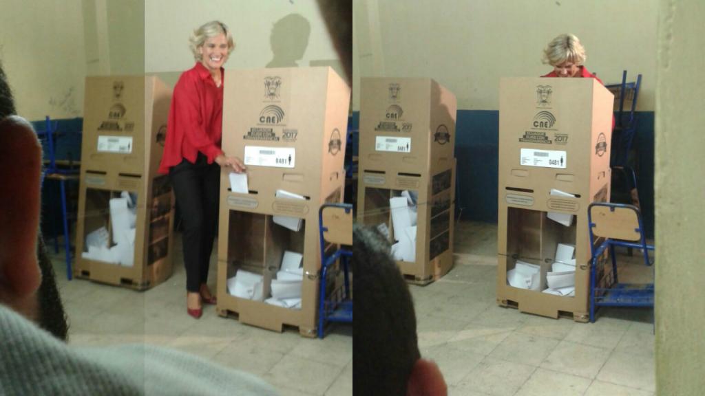 Candidata Cynthia Viteri ejerció su derecho al voto en el norte de Guayaquil