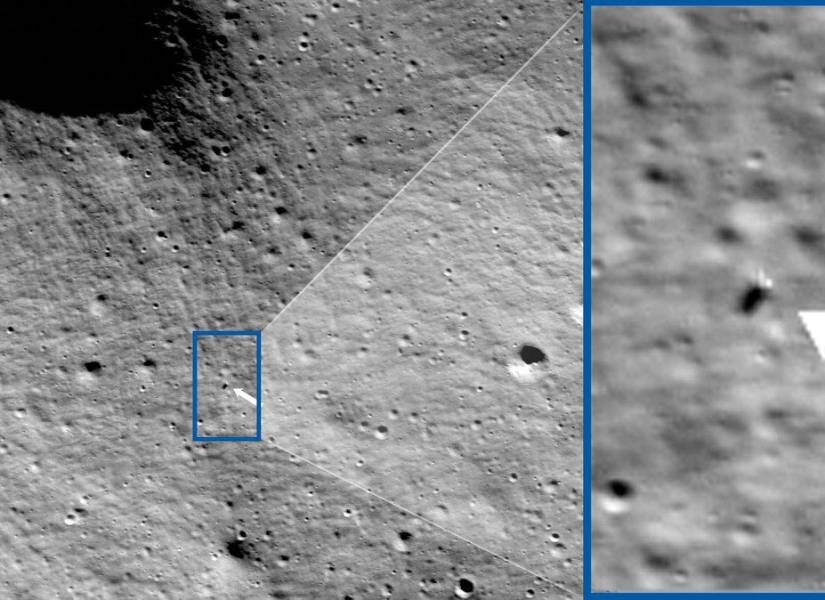 Posición exacta del módulo Odiseo en la Luna.