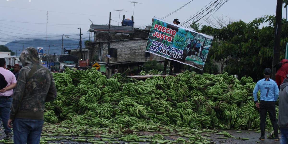 Productores de banano cierran vía Guayaquil-Naranjal