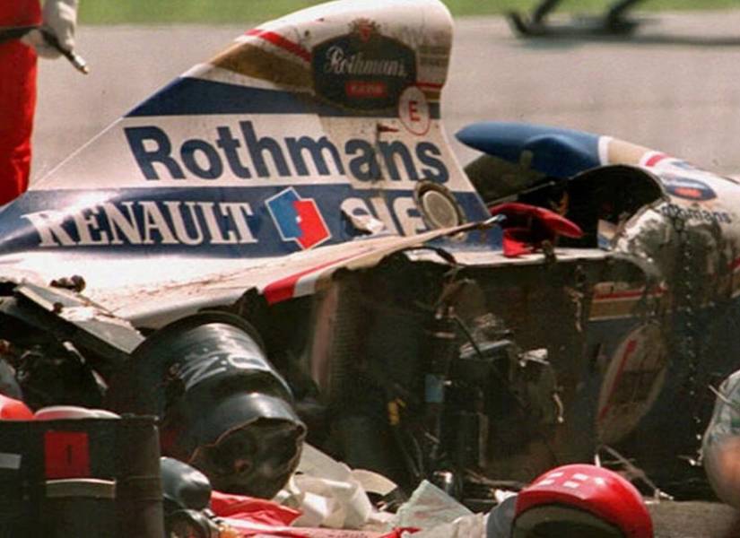 El coche de Ayrton Senna quedó totalmente destruido el día del accidente en Imola.