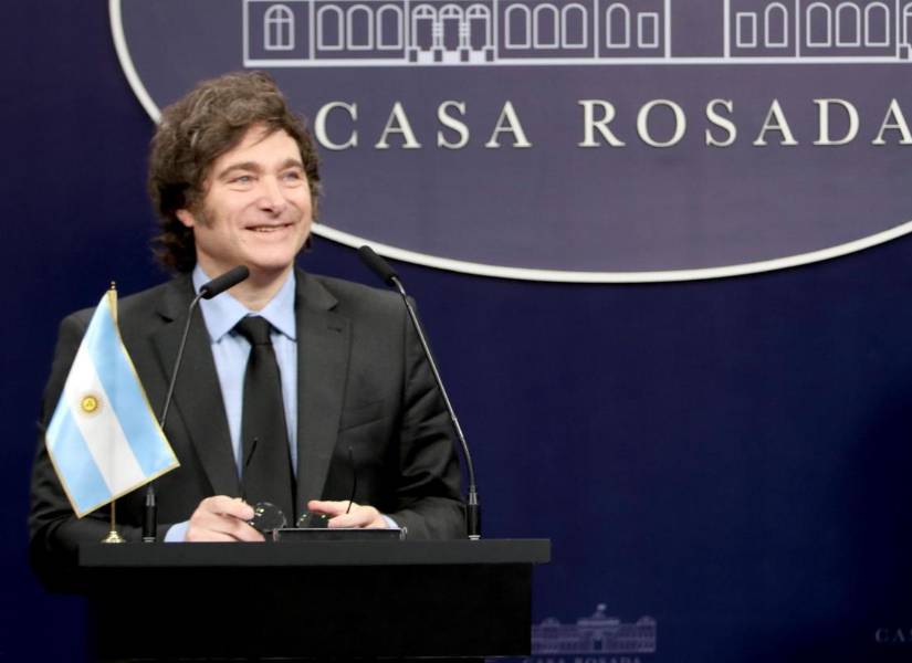 Javier Milei en una declaración en la Casa Rosada. Javier Milei en una declaración en la Casa Rosada.