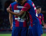 Jugadores del Barcelona celebran el gol contra Shakhtar Donetsk