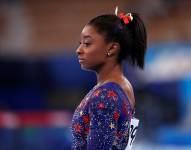 Tokio. Simone Biles de EE. UU. Compite en la viga de equilibrio durante las pruebas de Gimnasia Artística de Clasificación Femenina de los Juegos Olímpicos