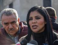 La alcaldesa de la ciudad mexicana de Tijuana, fronteriza con Estados Unidos, Montserrat Caballero, habla con la prensa.
