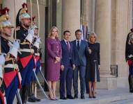 Noboa y Valbonesi en su encuentro con Macron, presidente de Francia