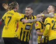 Jugadores del Borussia Dortmund, celebrando uno de los goles.