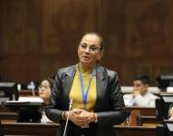Pierina Correa, asambleísta electa de la Revolución Ciudadana, en una fotografía de archivo, en el Pleno de la Asamblea.