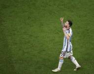 Lionel Messi de Argentina celebrando un gol en un partido de semifinales del Mundial de Fútbol Qatar 2022 entre Argentina y Croacia en el estadio de Lusail (Catar). EFE/ Alberto Estevez