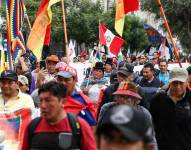 Manifestantes reunidos este viernes 28 de julio, en el centro de Lima