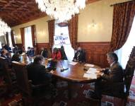 La mañana de este lunes 14 de junio, el presidente Guillermo Lasso tuvo la primera reunión con el Frente Económico. Presidencia Ecuador