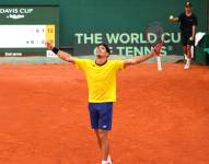 El tenista Emilio Gómez celebra su victoria ante Valentín Vacherot