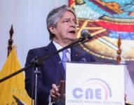 Guillermo Lasso durante la ceremonia de inauguración de las elecciones, este 15 de octubre.