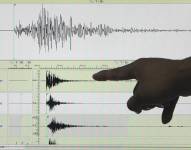 Vista de una persona que señala un sismógrafo, en una fotografía de archivo.