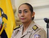 Tannya Varela durante una rueda de prensa en 2018, cuando era Comandante de la Policía.