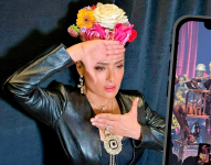 La actriz Salma Hayek durante el concierto de Madona en México.