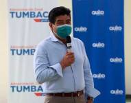 Jorge Yunda, alcalde de Quito, durante una rueda de prensa.