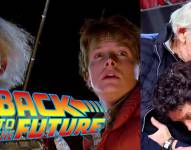 Imagen de archivo de la película 'Volver al futuro' y reencuentro entre Michael J. Fox y Christopher Lloyd.