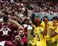 Jugadores de Ecuador celebran un gol de Énner Valencia hoy, en un partido de la fase de grupos del Mundial de Fútbol Qatar 2022 entre Catar y Ecuador en el estadio Al Bait en Al Khor.