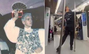 Imágenes difundidas en redes sociales de la nueva faceta de Luis Font, cantando en los metros de Madrid.