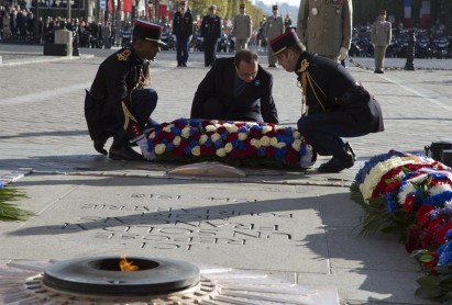 Día del Armisticio para conmemorar el aniversario 96 del fin de la Primera Guerra Mundial en París