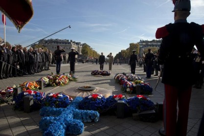 Día del Armisticio para conmemorar el aniversario 96 del fin de la Primera Guerra Mundial en París