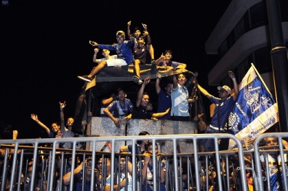 Celebración de Emelec en Guayaquil con su hinchada