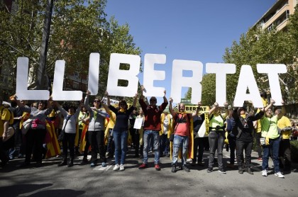 Manifestación por la libertad de independentistas catalanes