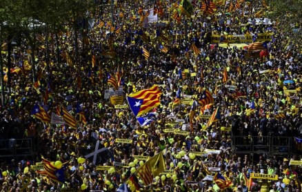 Manifestación por la libertad de independentistas catalanes