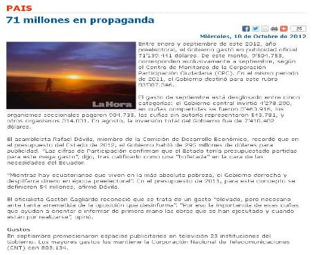 Gobierno plantea Acción de Protección contra el diario La Hora