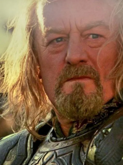Imagen del actor Bernard Hill en el set de El Señor de los Anillos.