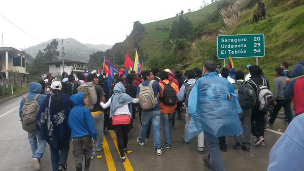 Caminata indígena arribará a Cuenca en su cuarto día de protesta