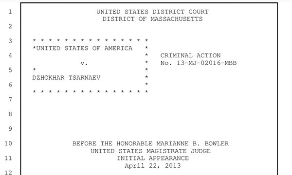 New York Times publica la transcripción de la comparecencia de Tsarnaev