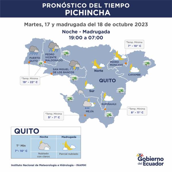Inamhi: lluvias y tormentas en 22 provincias de Ecuador hasta el 20 de octubre