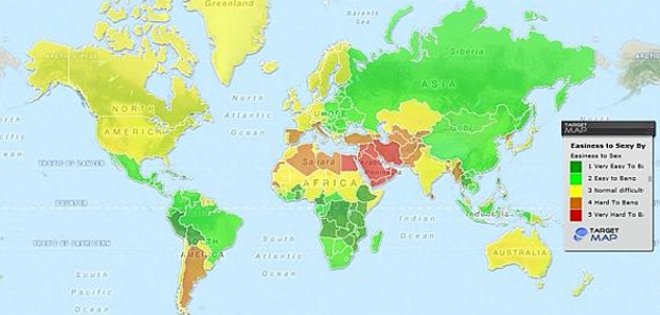 El mapa por países de las mujeres “más fáciles” de conquistar