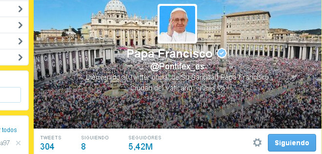 El papa Francisco supera los trece millones de seguidores en Twitter