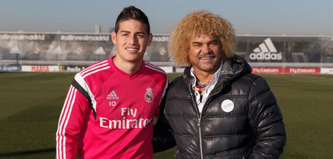 Valderrama visita a James en entrenamiento de Real Madrid