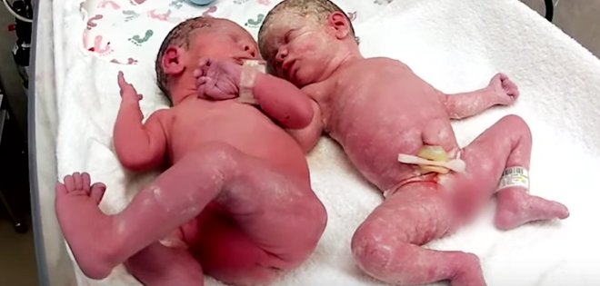 El emotivo vínculo entre gemelos recién nacidos