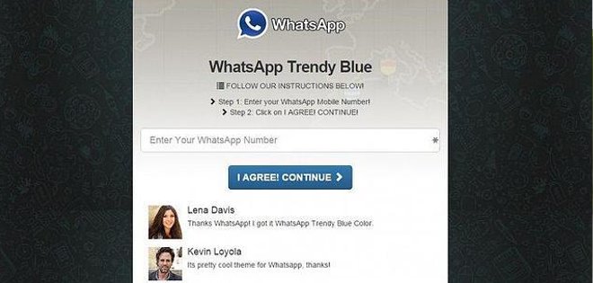 Ten cuidado con el WhatsApp azul