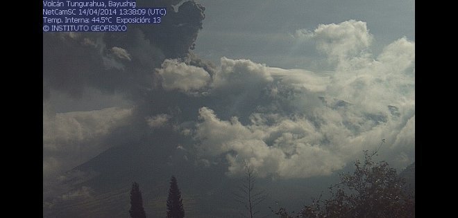 Onda sonora del volcán Tungurahua se escuchó a 30 km en Ecuador