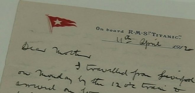 Subastan la única carta escrita la noche del accidente del Titanic