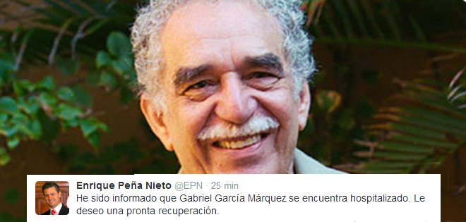 Confirman que García Márquez fue hospitalizado en la capital mexicana