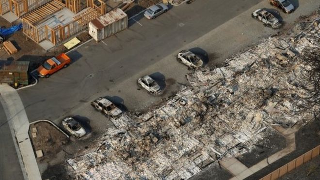 California: las impresionantes imágenes aéreas de la devastación que dejan los incendios en Napa y Sonoma
