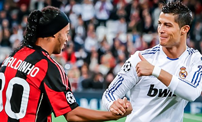 Ronaldinho se mide con Cristiano Ronaldo
