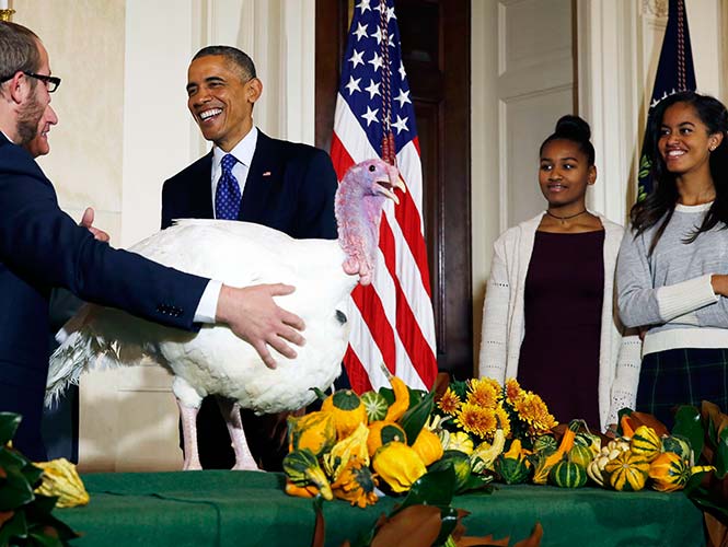 Obama perdona la vida a dos pavos, antes de la cena de Acción de Gracias