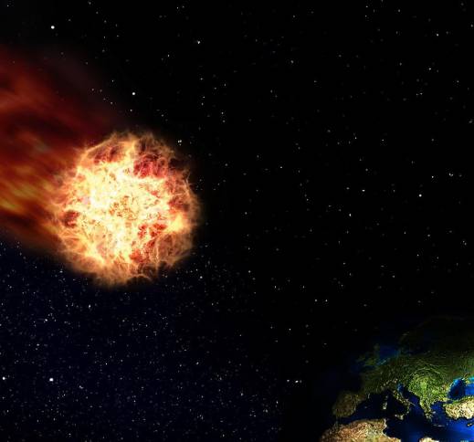 Imagen referencial. Meteorito en dirección a la Tierra.